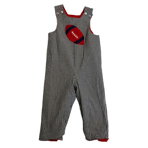 THE BAILEY BOYS RED BLUE GINGHAM REVERSIBLE LONG JOHN ROMPER 2T - Picture 6 of 12